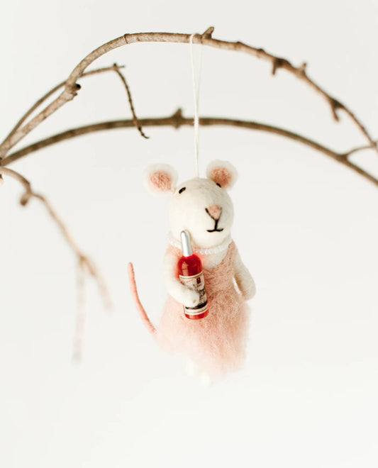 Rosé All Day Felt Mouse Ornament